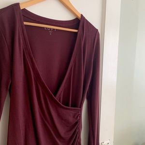 Loft | maroon faux wrap top